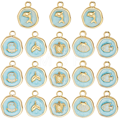 18Pcs 6Styles 304 Stainless Steel Pendants STAS-BBC0010-35B-1