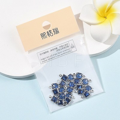 SHEGRACE Brass Pave Cubic Zirconia Square Connector Charms XGRQ2O562-440C-P-1