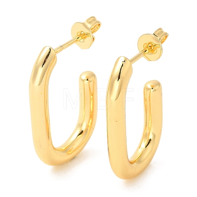 Brass Oval Stud Earrings EJEW-Q770-11G-1