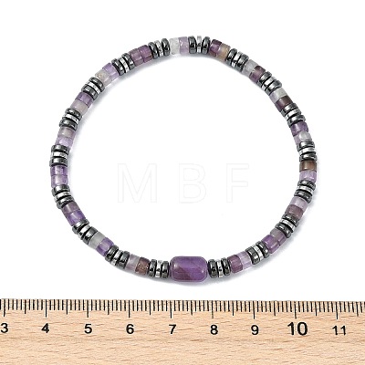 Non-magnetic Synthetic Hematite & Natural Gemstone Beads Stretch Bracelets for Women Men BJEW-JB13808-1
