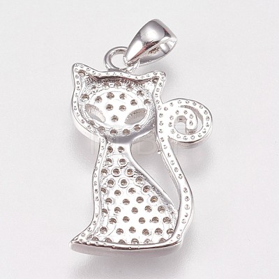 Brass Micro Pave Cubic Zirconia Kitten Pendants ZIRC-E145-28-1