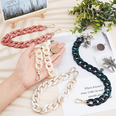 4Pcs 4 Colors Plastic Curb Chain Bag Handles FIND-FH0004-98-1