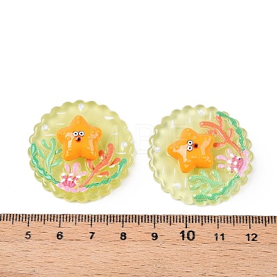 Ocean Theme Flat Round Resin Cabochons CRES-T025-02H-1