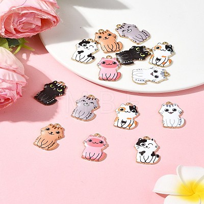 14Pcs 7 Colors Rack Plating Alloy Enamel Pendants FIND-FS0003-05-1