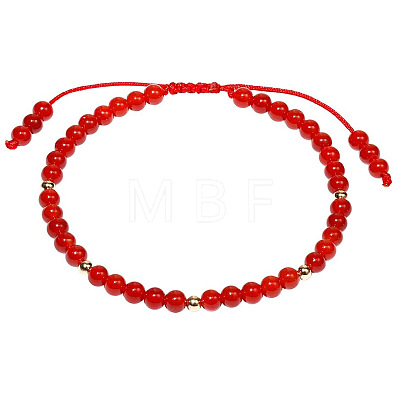 Natural Round Red Agate Braided Bead Bracelets XS5464-4-1