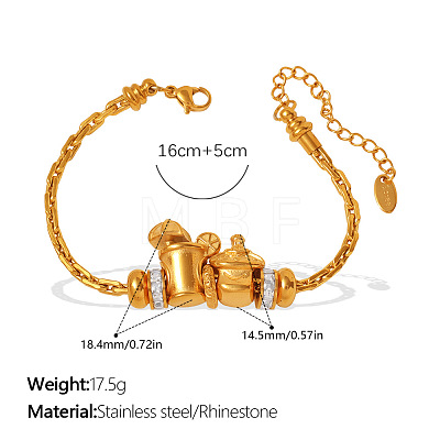 304 Stainless Steel & Cubic Zirconia Link Bracelets WG7FB07-03-1
