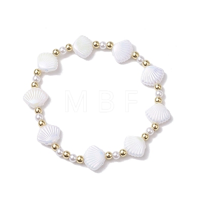 Shell Shape Plastic Stretch Bracelets BJEW-JB10342-01-1