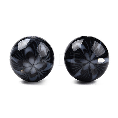 Flower Opaque Resin Beads RESI-T054-001G-1