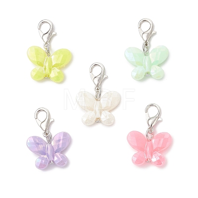 Opaque Acrylic Imitation Pearl Butterfly Pendant Decorations HJEW-JM03920-02-1