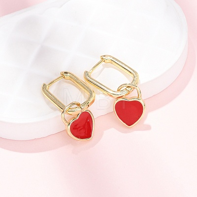 Brass Heart Hoop Earrings EJEW-C174-04G-1