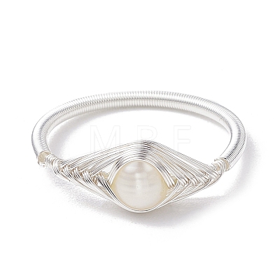 Horse Eye Natural Pearl Finger Rings RJEW-JR00844-02-1