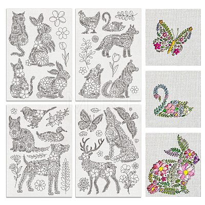 4 Sheets 11.6x8.2 Inch Stick and Stitch Embroidery Patterns DIY-WH0455-174-1