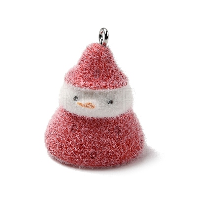Christmas Flocky Opaque Resin Pendants LS-RESI-F062-04B-1