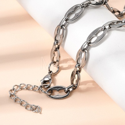 304 Stainless Steel Coffee Bean Chain Bracelet & Necklace Jewelry Sets SJEW-L199-19P-1