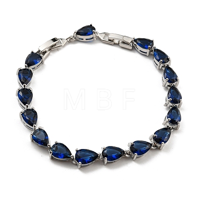 Teardrop Glass Link Chain Bracelets BJEW-H604-01P-02-1
