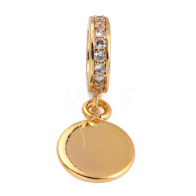 Brass Micro Pave Clear Cubic Zirconia European Dangle Charms ZIRC-L097-049B-G07-1