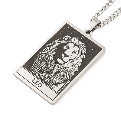 Non-Tarnish 304 Stainless Steel Tarot Pendant Necklaces NJEW-A026-01P-05-1