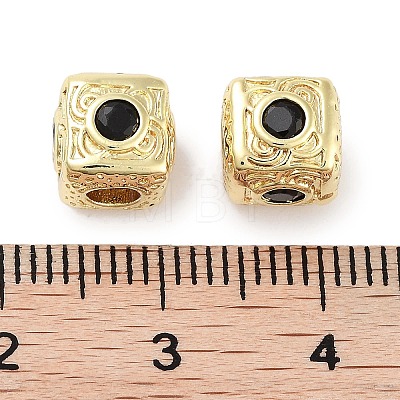 Brass Micro Pave Cubic Zirconia Beads KK-C051-28G-06-1