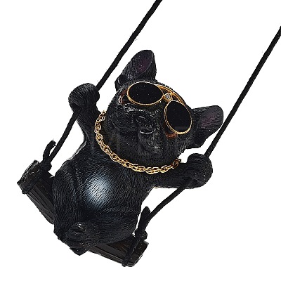 Cute Resin Swinging Bulldog Pendant Decorations HJEW-A010-01C-1