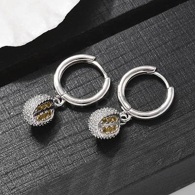 Brass Cubic Zirconia Hoop Earrings EJEW-Q015-01P-D-1