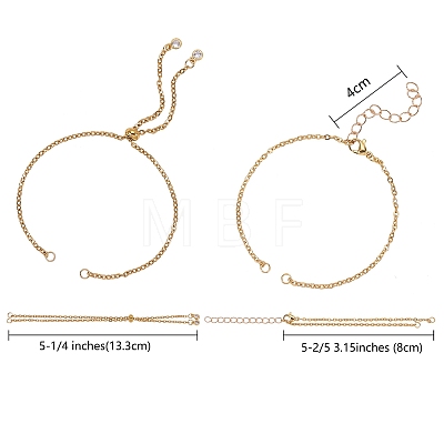 4 Pcs 4 Styles Adjustable 304 Stainless Steel Cable Chain Slider Bracelet/Bolo Bracelets Making AJEW-SZ0001-44-1