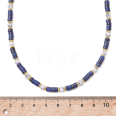Round Synthetic Howlite & Natural Lapis Lazuli Heishi Beaded Necklaces for Women NJEW-JN06000-02-1
