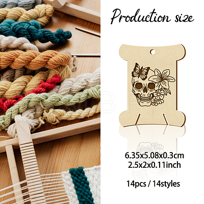 14Pcs 14 Style Plywood Thread Winding Boards WOOD-WH0060-09-1
