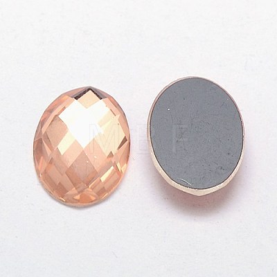 Faceted Glass Oval Cabochons GGLA-F008C-11-1