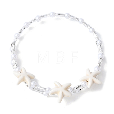 2Pcs 2 Colors Synthetic Turquoise Beaded Bangles BJEW-JB11588-1