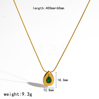 304 Stainless Steel Pave Cubic Zirconia Pendant Necklaces WG43999-02-1