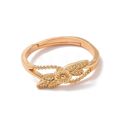 Brass Flower of Life Adjustable Ring for Women RJEW-P034-02G-1