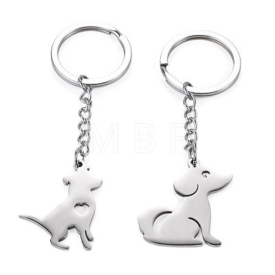 2Pcs 2 Styles 201 Stainless Steel Keychains KEYC-TAD0001-15A-1