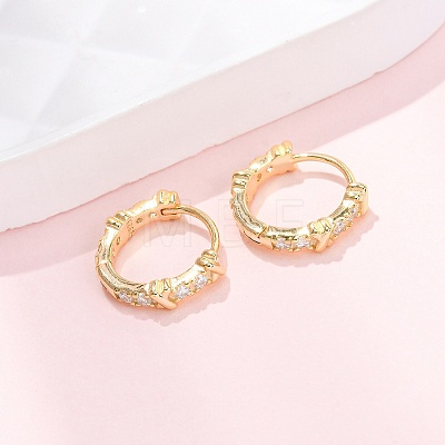 Ring with Letter X 925Sterling Silver Micro Pave Clear Cubic Zirconia Hoop Earrings for Women EJEW-K317-03G-1