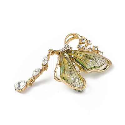 Resin Butterfly Brooch Pin with Crystal Rhinestone JEWB-P016-05KCG-03-1