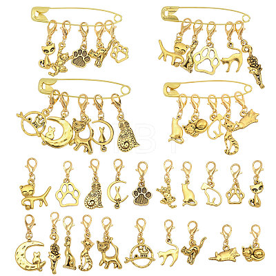 12Pcs 4 Styles Alloy Pendant Locking Stitch Markers HJEW-PH02471-1