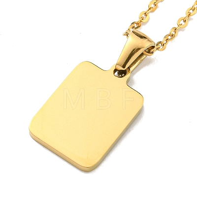Ion Plating(IP) Rectangle with Initial Letter 304 Stainless Steel Pendant Necklace NJEW-R265-04G-R-1
