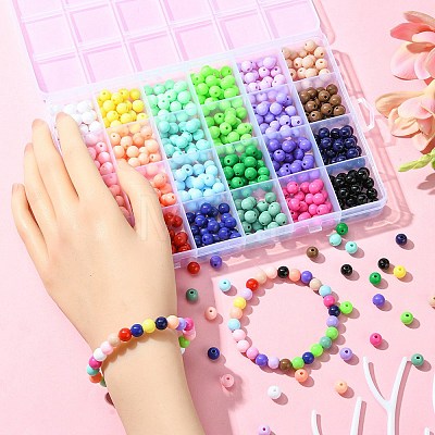 24Colors Opaque Acrylic Beads MACR-YW0002-93-1