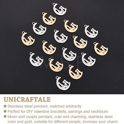 Unicraftale 16Pcs 2 Colors Valentine's Day 304 Stainless Steel Charms STAS-UN0030-74-1