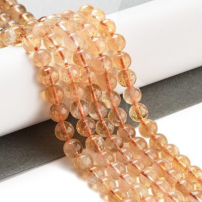 Natural Citrine Beads Strands X-G-S150-09-6mm-1