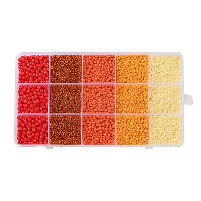 DIY 15 Grids ABS Plastic & Glass Seed Beads Jewelry Making Finding Beads Kits DIY-G119-02C-1