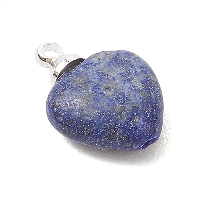 Natural Amethyst & Flower Amazonite & Lapis Lazuli & Rose Quartz Heart Charms PALLOY-JF04889-01-1