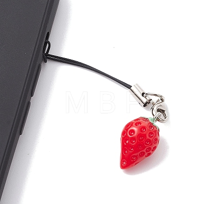Strawberry Resin Mobile Straps HJEW-JM01598-02-1