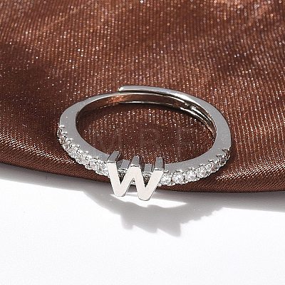 S925 Sterling Silver Adjustable Letter Rings for Women RJEW-M068-01P-W-1