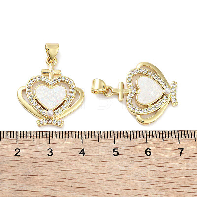 Brass Micro Pave Clear Cubic Zirconia Pendants KK-L213-017G-01-1