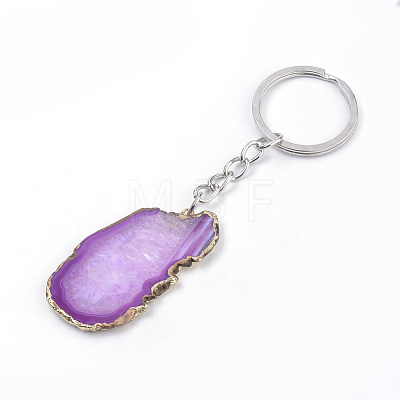 Plated Natural Agate Keychain KEYC-S252-09-1