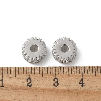 Brass Micro Pave Cubic Zirconia Daisy Spacer Beads KK-U052-32P-NF-1