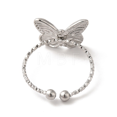 Non-Tarnish 304 Stainless Steel Butterfly Open Cuff Rings for Women X-RJEW-H136-05P-1