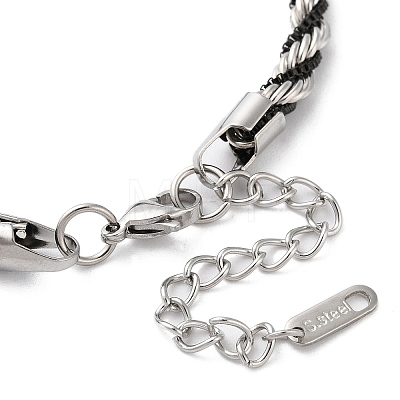 304 Stainless Steel Rope Chain Bracelets for Women BJEW-G712-14A-PEB-1