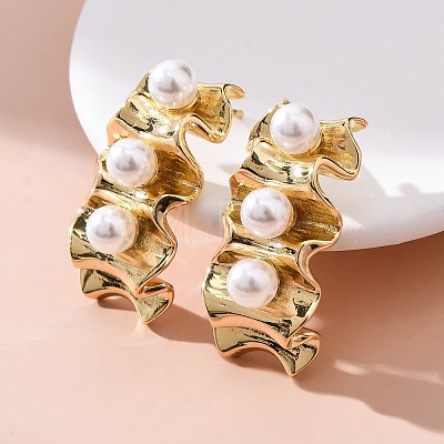 Brass Stud Earrings EJEW-R016-25G-1