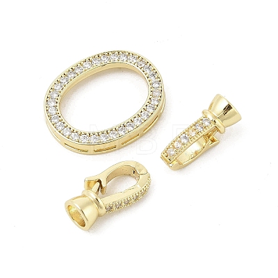 Brass Micro Pave Clear Cubic Zirconia Fold Over Clasps KK-U059-09G-1